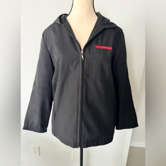 Prada Jackets & Blazers - Authentic Vintage Prada Black Jacket with Red Logo – Iconic Staple